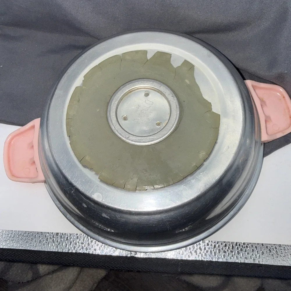 Vintage Pink Divided Dish Baby Warmer Warming Food Plate Handles Lamb Bo Peep